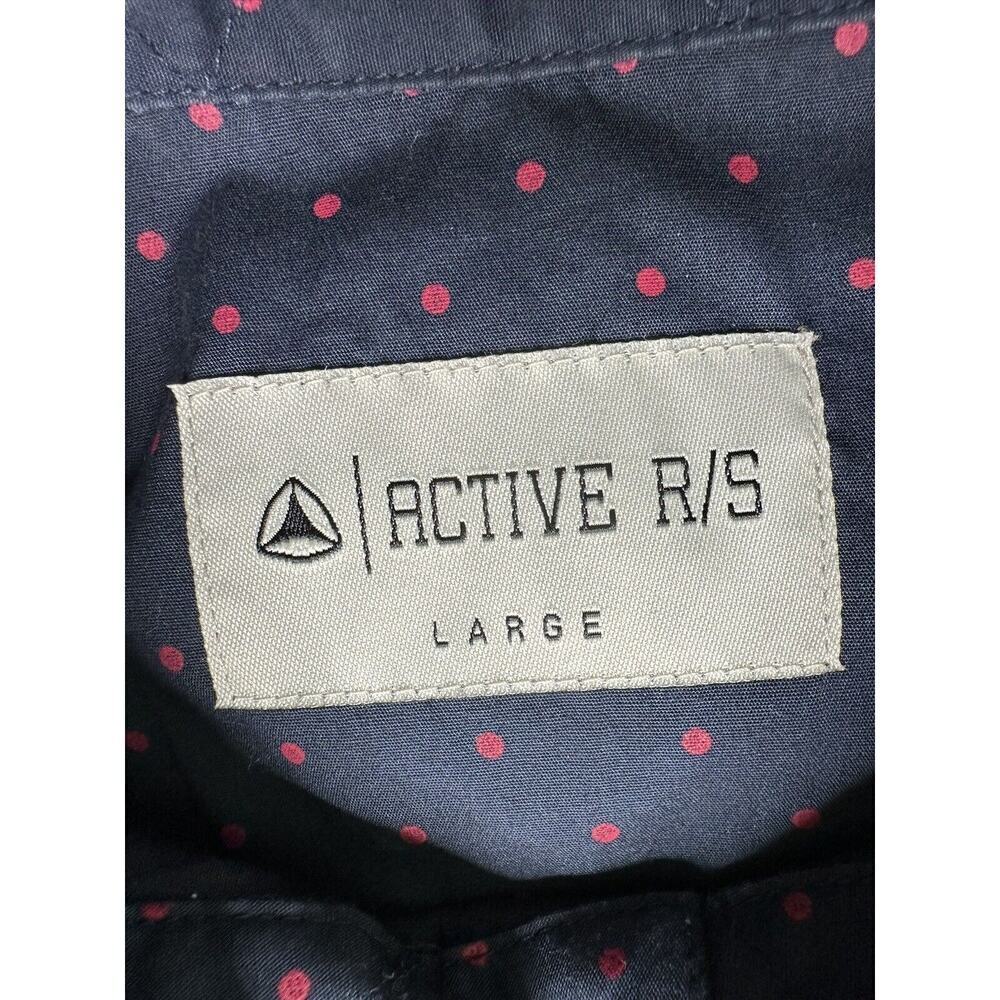 Active Ride‎ Shop Button Down Shirt Size Large Men's Short Sleeve Blue Polka Dot - Picture 3 of 8